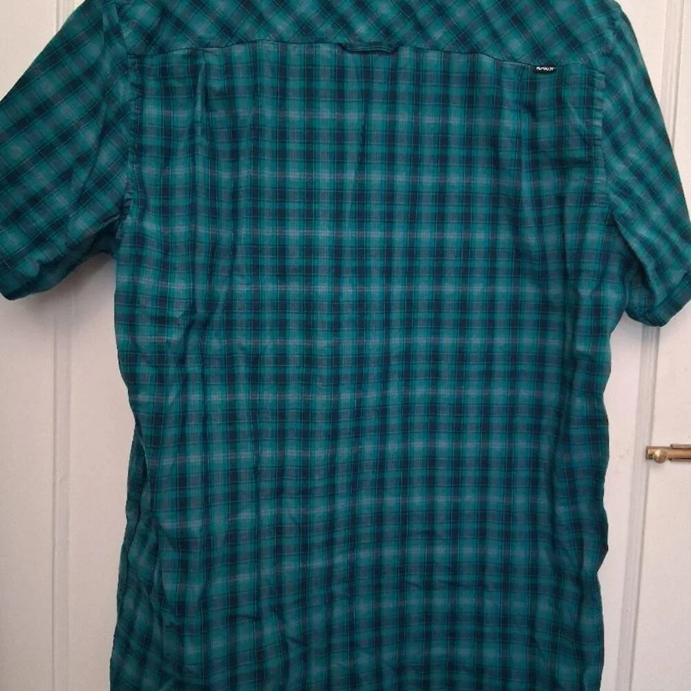 Men's Hurley Blue/Green Plaid Shirt - Picture 2 of 5